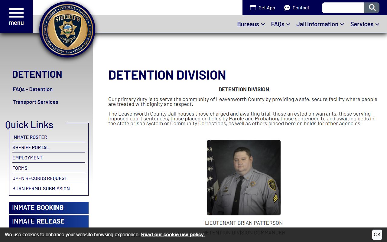 Leavenworth County Sheriff's Office Detention Division page